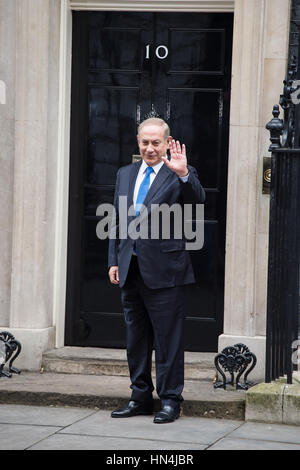 Bejamin Netanyahu Visumsanträge zur Downing Street Stockfoto