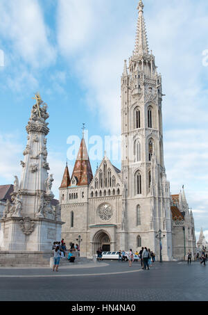 sonnigen Tag äußere der Matthiaskirche in Budapest Stockfoto