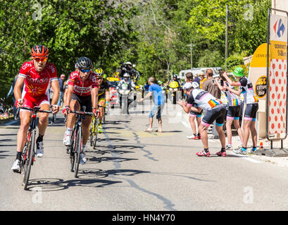 Mont Ventoux, Frankreich - Juli 14,2016: belgischer Radrennfahrer Thomas De Gendt von Team Lotto-Soudal, Reiten in er Groupon führt die Straße zum Mont Ventoux Stockfoto