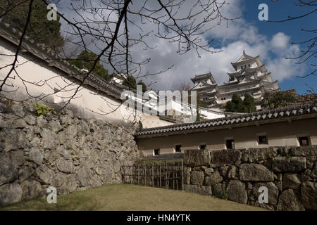 Burg Himeji, einem japanischen Komplex befindet sich in Himeji, Japan, Asien. Asiatische Denkmal, Wahrzeichen, Gebäude, UNESCO-Weltkulturerbe Stockfoto