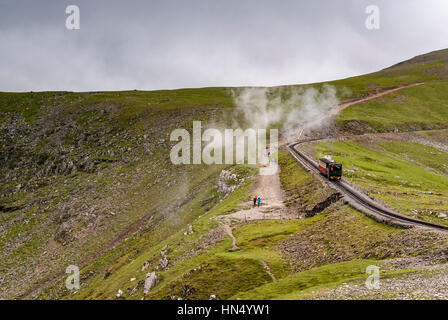 Snowdon Mountain Railway Zug. Juli 2009 Llanberis Nordwales Stockfoto