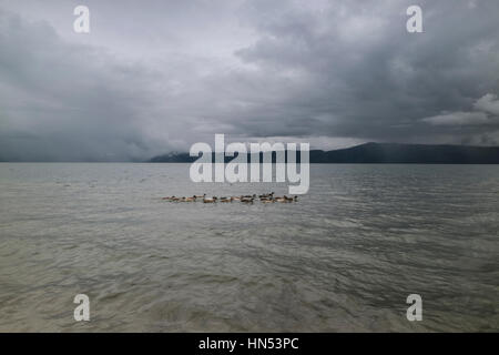 Pantai Batu Simanindo Hoda im Bereich Toba-See, Nord-Sumatra, Indonesien. Die Einzigartigkeit der Toba-See hat Bebarapa weißen Sandstränden rund um Stockfoto