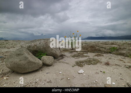 Pantai Batu Simanindo Hoda im Bereich Toba-See, Nord-Sumatra, Indonesien. Die Einzigartigkeit der Toba-See hat Bebarapa weißen Sandstränden rund um Stockfoto