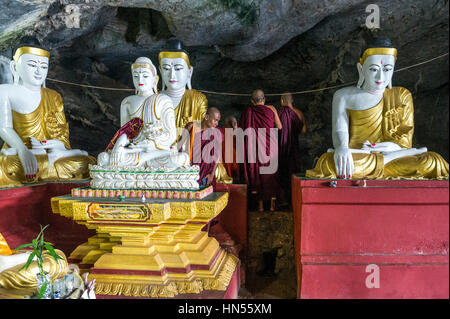 Myanmar (früher Burma). Kayin Zustand (Karen). HPA JG Kaw Gon (Kaw Goon) Höhle, 7. Jahrhundert Stockfoto