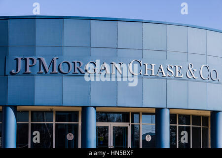 Indianapolis - ca. Februar 2017: JPMorgan Chase Operations Center. JPMorgan Chase &amp; Co. ist die größte Bank in den Vereinigten Staaten II Stockfoto