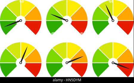 Satz von Mess Symbole auf einem weißen Hintergrund. Tacho Icons set Stock Vektor