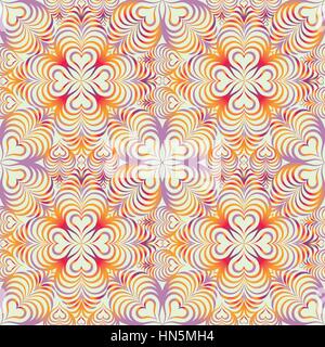 Abstrakt floral Geometrische nahtlose Muster. Linie ornament Swirl orientalische Textur. Zierpflanzen liebe herz Form wave optische Wirkung Hintergrund. Stock Vektor