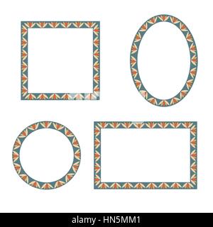 Frame Set. andere Form frames Sammlung. Vektor einrichten von Vintage Bilderrahmen im orientalischen Stil mit antiken floralen Ornament Stock Vektor