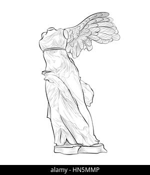 Griechische berühmten Nike Statue. das antike Griechenland Symbol Stock Vektor