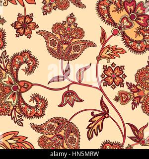 Fliesen- gedeihen. blumig orientalischer ethnischen Hintergrund. arabisch Ornament mit fantastischen Blumen und Blätter. Wunderland Motive der Gemälde von Stock Vektor