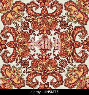 Fliesen- gedeihen. Abstrakt floral geometrische Nahtlose orientalischen Hintergrund. Fantastische Blüten und Blätter. Wonderland asiatische Motive der Malerei Stock Vektor