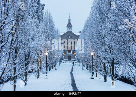 Am frühen Morgen Winterszene in St. Ann es Academy. Victoria, BC, Kanada Stockfoto