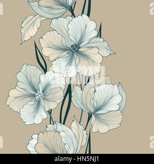 Grußkarten mit Blumen. floralen nahtlose Grenze. floralen Bouquet stilvolle Sommer Hintergrund. Grenze gedeihen. floral background. Vector Illustration Stock Vektor