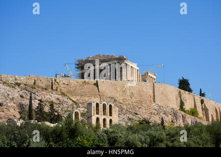 Akropolis von Griechenland an einem sonnigen Tag Stockfoto