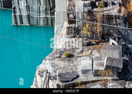 Felsen von alter Granitsteinbruch, Barre, Vermont, USA. Stockfoto