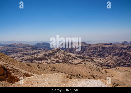 Panorama des Wadi Musa und Berge in der Nähe von Petra, Jordanien Stockfoto