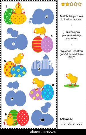 Schatten Ostern thematische Rätsel zuordnen Stock Vektor