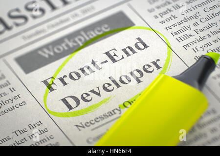 Frontend-Entwickler Stellenangebot. 3D. Stockfoto
