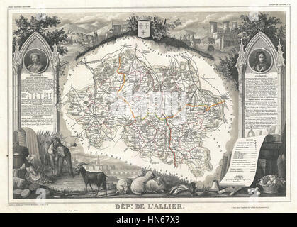 Frankreich (Saint-Pourçain Weinregion) - Geographicus - Allier-Levasseur-1852, 1852 Levasseur Karte von der Abteilung 19.Jhd. Stockfoto