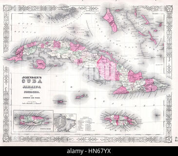 Jamaika, den Bahamas ^ Puerto Rico - Geographicus - Kuba-j-1864, 1864 Johnson Karte von Kuba Stockfoto