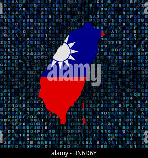 Taiwan Karte Flagge auf hex-Code illustration Stockfoto