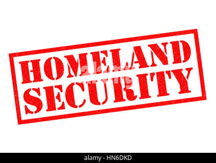 HOMELAND SECURITY roten Stempel auf einem weißen Hintergrund. Stockfoto