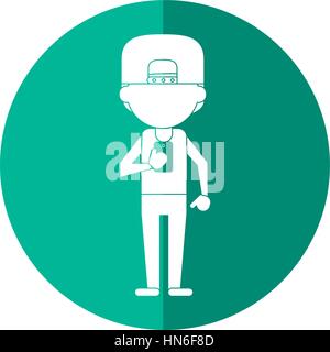 Sportler-Charakter mit Smartphone-Schatten Stock Vektor