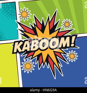 Pop-Art Kaboom SMS Sterne farbigen Hintergrund-design Stock Vektor