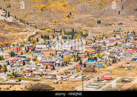 Luftaufnahme von Silverton, Colorado im Herbst Stockfoto