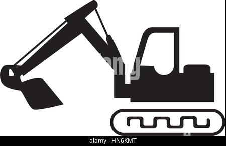 Silhouette Baggerlader mit Kran für Bau-Vektor-illustration Stock Vektor