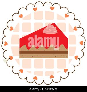bunte Aufkleber mit Kuchen und Herzen Vektor-illustration Stock Vektor