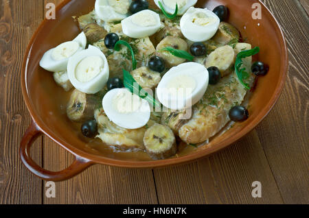 Brasilianische Stockfisch mit Eiern. beliebtesten Gerichte Stockfoto