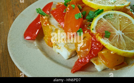 Psariou Plaki - griechischen Stil gebackene Fische Stockfoto