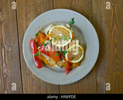 Psariou Plaki - griechischen Stil gebackene Fische Stockfoto