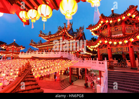 Die roten Laternen Thean Hou Tempel, Malaysia, während das chinesische Neujahrsfest. Stockfoto