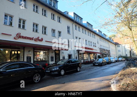 früher bekannt als FuhrerPlaztz, Waldseidlung, Wohnsiedlung für die SS-Mitglieder und ihre Familien. Stockfoto