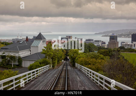 Wellington Cable Car Spuren, Wellington, Neuseeland Stockfoto