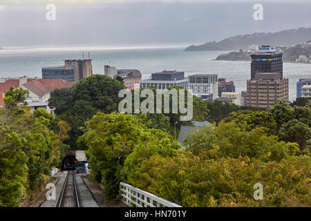 Wellington Cable Car Spuren, Wellington, Neuseeland Stockfoto