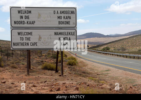 Willkommen in der nördlichen Kap Straßenschild in Südafrika Stockfoto