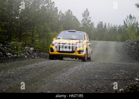 Asbest, Russland 31. Juli 2016 - Rallye "Ecover 2016" 4. Etappe der russischen Meisterschaft 2016, das Auto Lada Kalina, R3-Rangliste Stockfoto