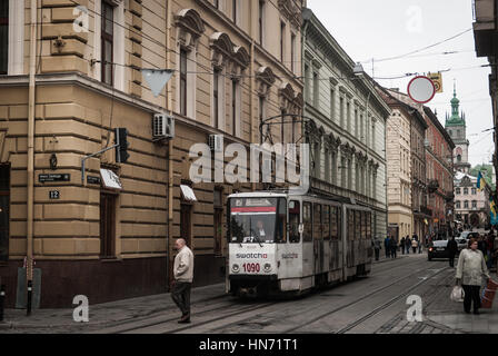 Lviv zentralen Straßen, Westukraine, im Frühjahr Stockfoto