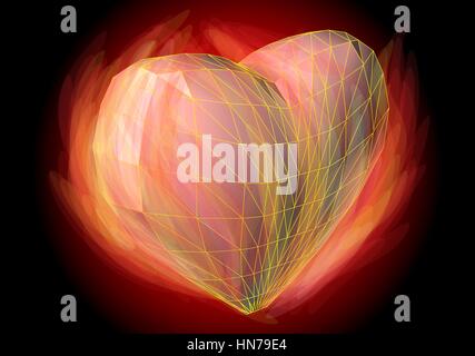 Herz in Flammen auf schwarzem Hintergrund Stock Vektor