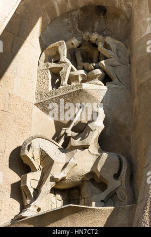 Leidenschaft-Fassade, Sagrada Familia, Barcelona, Katalonien, Spanien Stockfoto