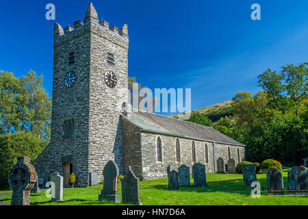 Jesus Church in Troutbeck, Nationalpark Lake District, Cumbria, an einem sonnigen Tag Ende September Stockfoto