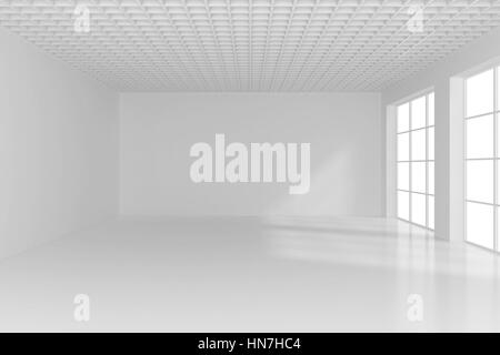 Whiteroom Interieur im minimalistischen Stil mit leeren Wand Hintergrund. 3D-Rendering Stockfoto