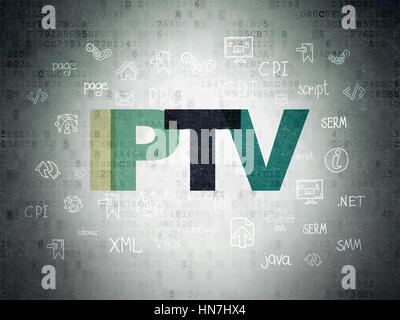 Web-Development-Konzept: mehrfarbigen Text IPTV auf digitale Daten Papierhintergrund mit Hand gezeichnet Website Entwicklung Ikonen gemalt Stockfoto