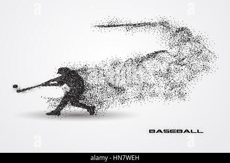 Baseball-Spieler eine Silhouette von Teilchen. Stockfoto