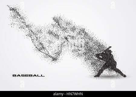 Baseball-Spieler eine Silhouette von Teilchen. Stockfoto