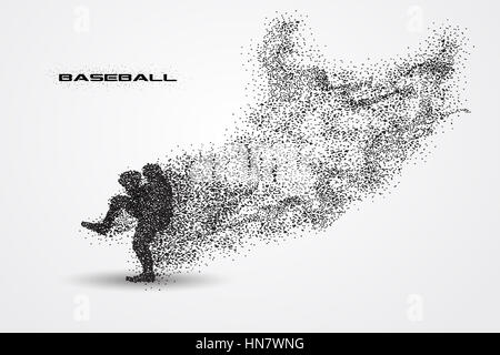 Baseball-Spieler eine Silhouette von Teilchen. Stockfoto