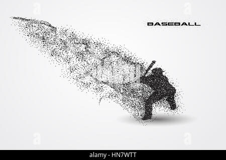 Baseball-Spieler eine Silhouette von Teilchen. Stockfoto